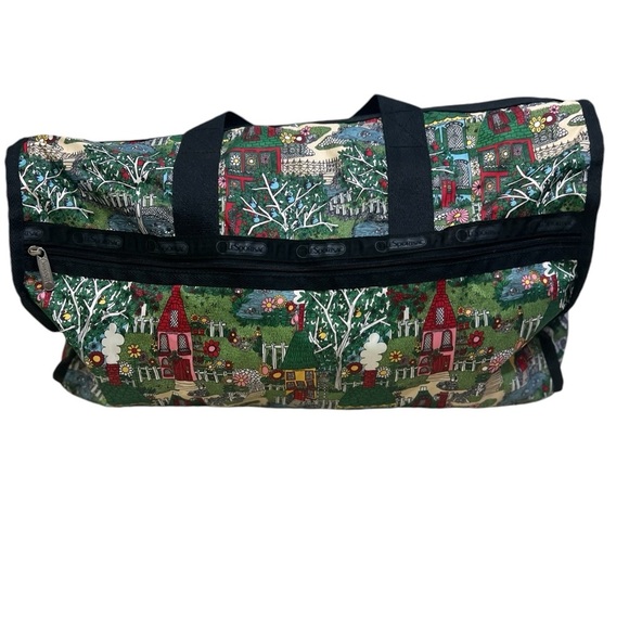 LeSportsac Weekender Duffle Travel Bag Overnight City Town Houses Print - Picture 5 of 8